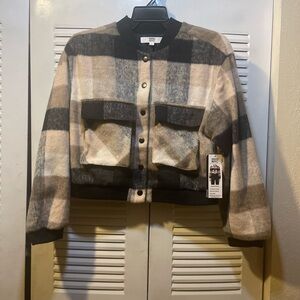 NYC Plaid Bomber Jacket - Black, Gray, and Cream